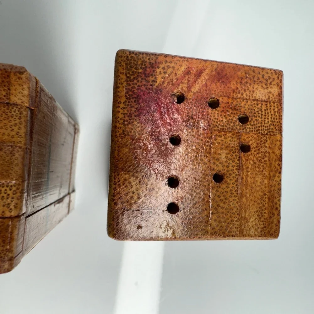 Vintage Bamboo Boxes Set of 2 Hand Painted Bamboo Art‎ Decor Storage